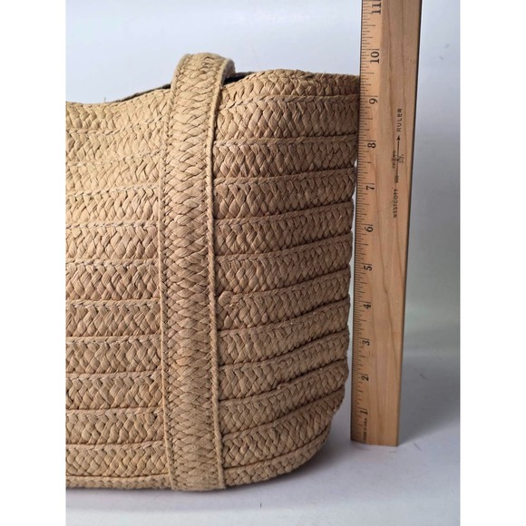 Draper James Everyday Straw Shoulder Bag Brown Tote Purse Handbag - Picture 3 of 11